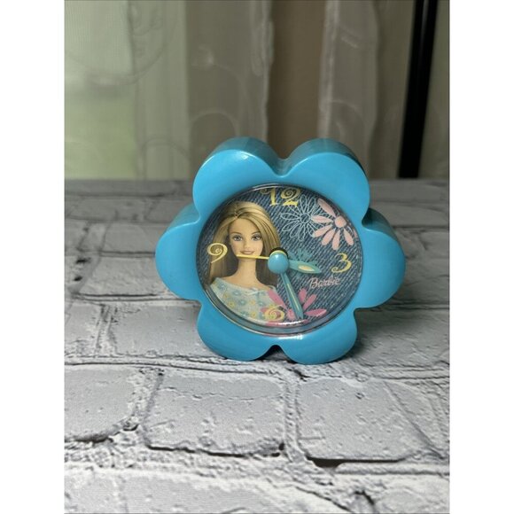 2000 Blue Barbie Alarm Clock Night Glow Hands Beeping Alarm Vintage Tested Works - Picture 1 of 14